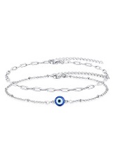 gorgeous silver evil eye baby anklet       